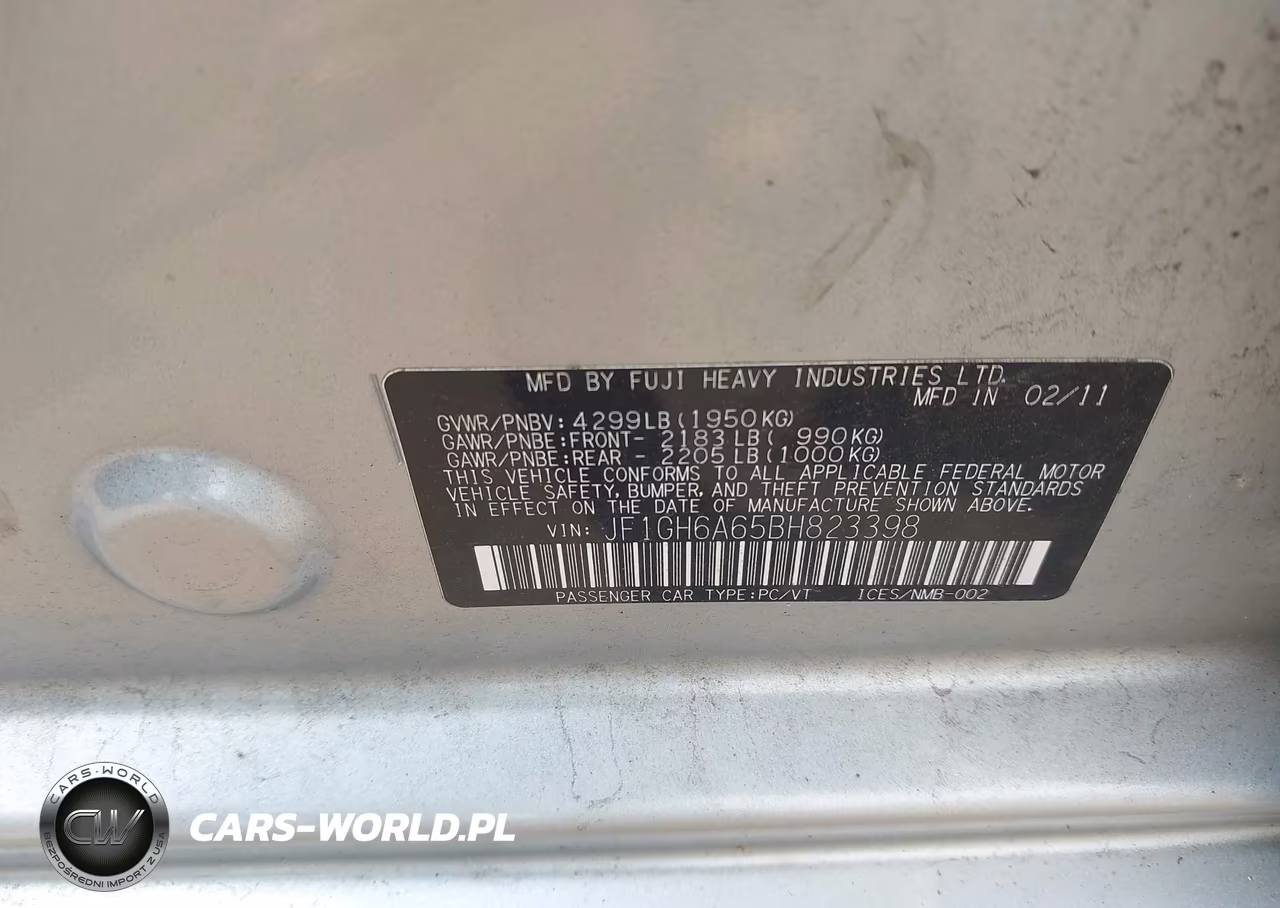 2011 Subaru Impreza 2.5I VIN:JF1GH6A65BH823398 - 9