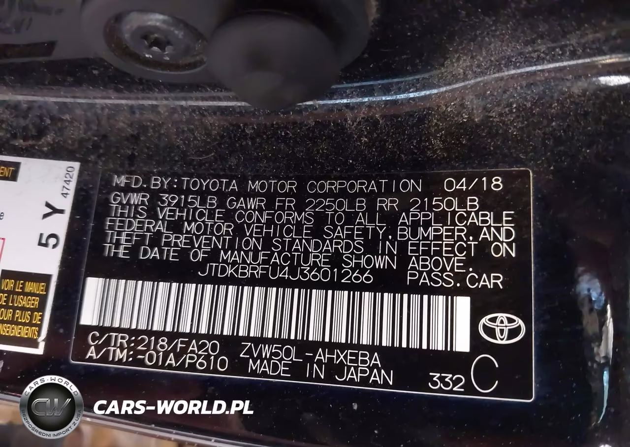 2018 Toyota Prius Two VIN:JTDKBRFU4J3601266 - 9