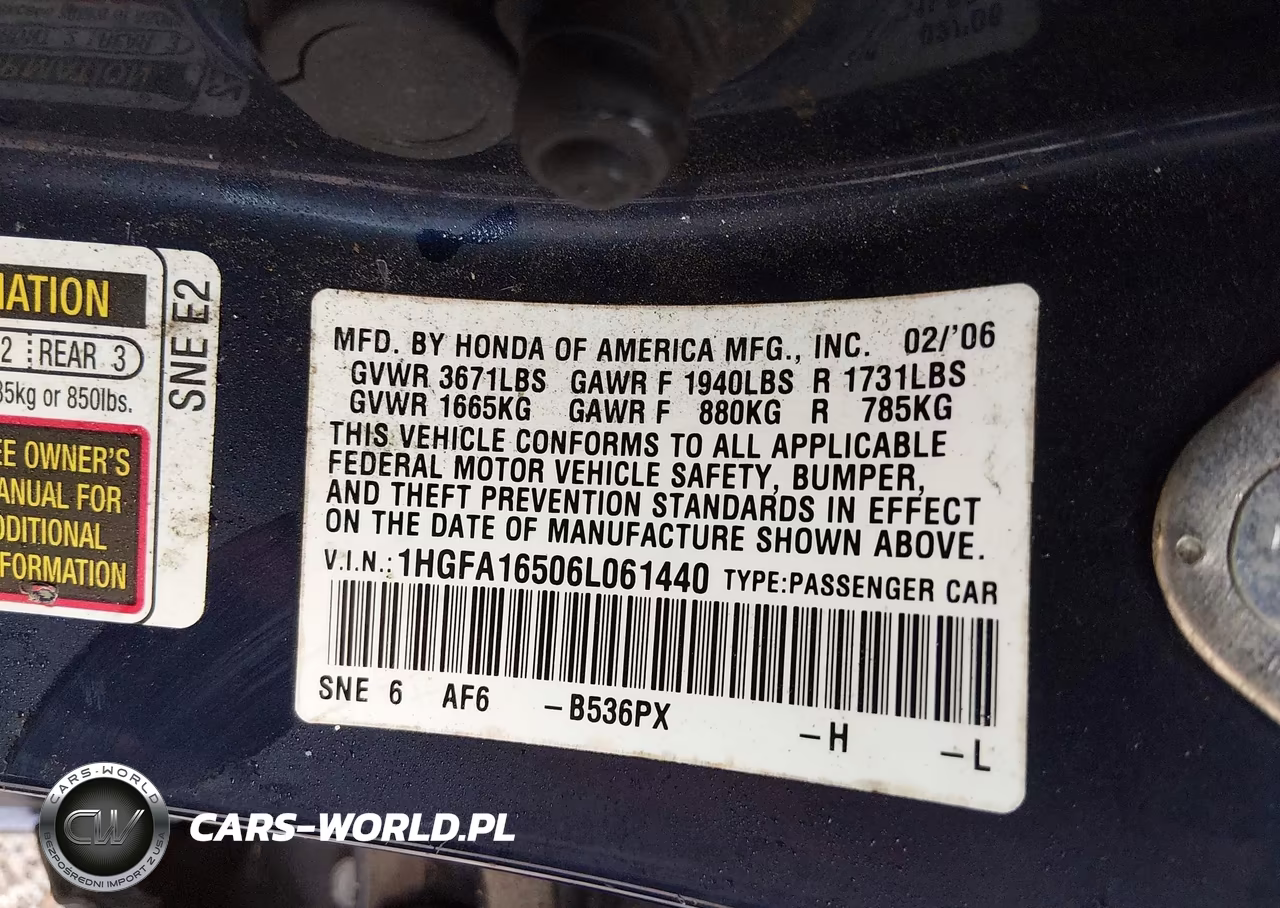 2006 Honda Civic Lx VIN:1HGFA16506L061440 - 9
