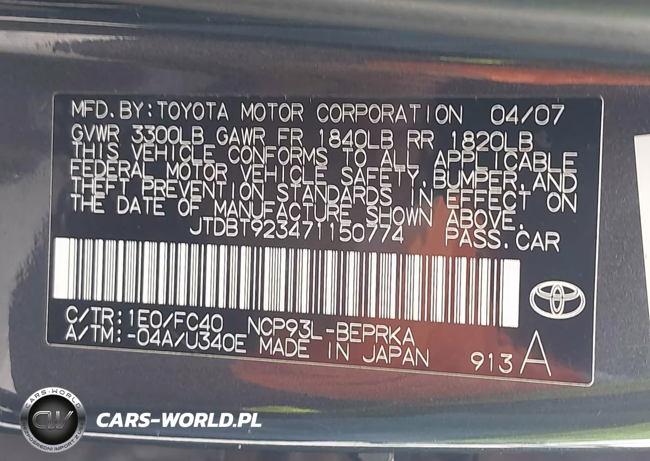 2007 Toyota Yaris VIN:JTDBT923471150774 - 9