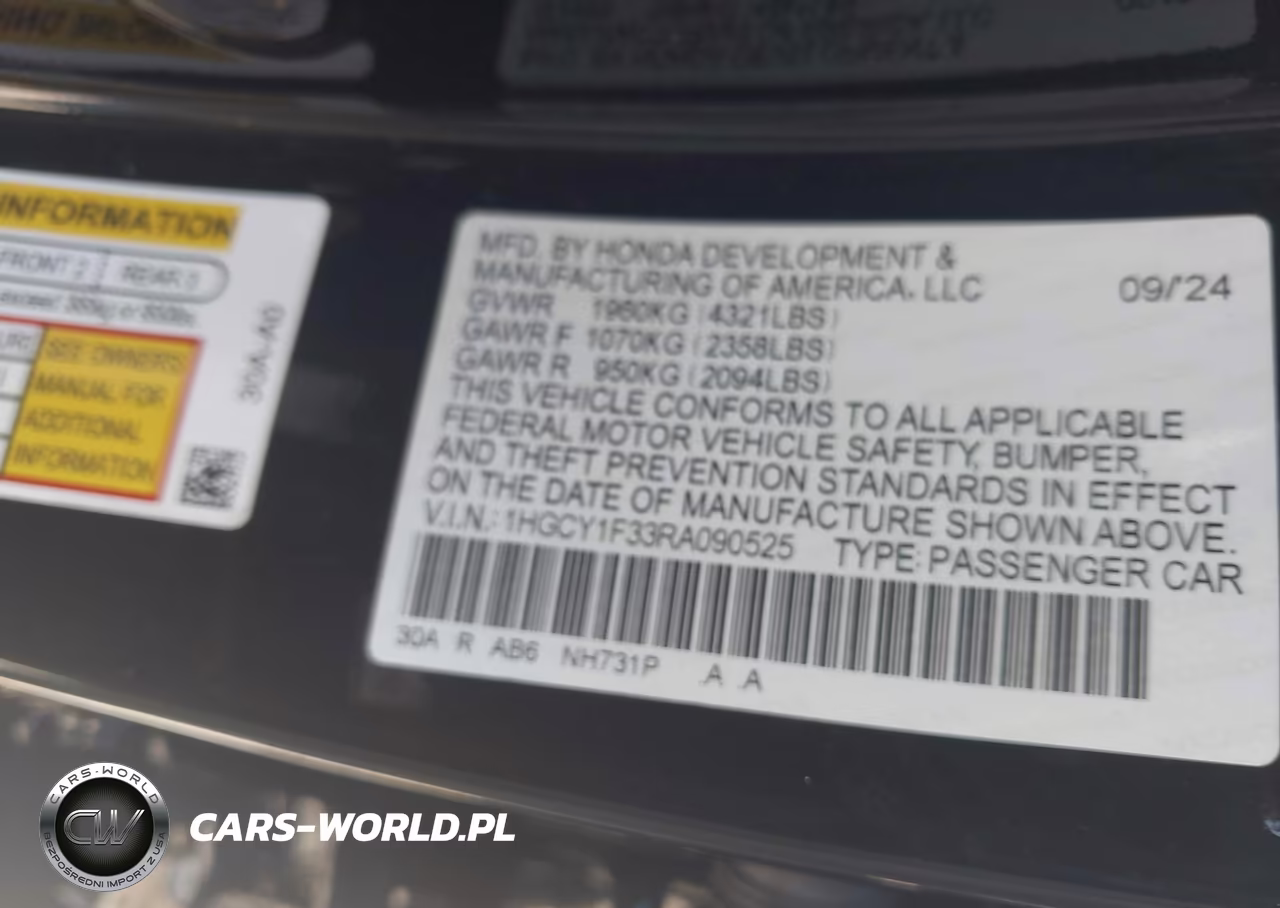 2024 Honda Accord Ex VIN:1HGCY1F33RA090525 - 9