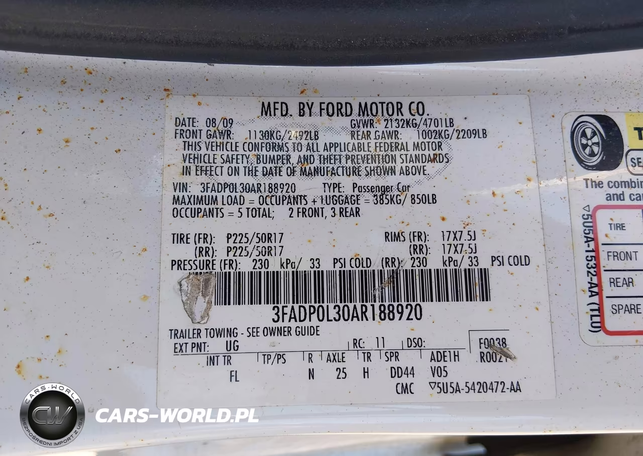 2010 Ford Fusion Hybrid VIN:3FADP0L30AR188920 - 9