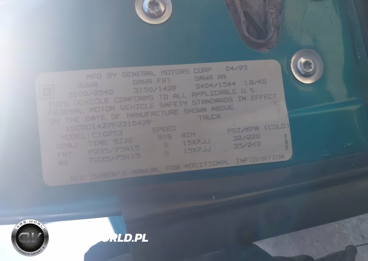 1993 Chevrolet Gmt-400 C1500 VIN:1GCDC14Z7PZ210429 - 9