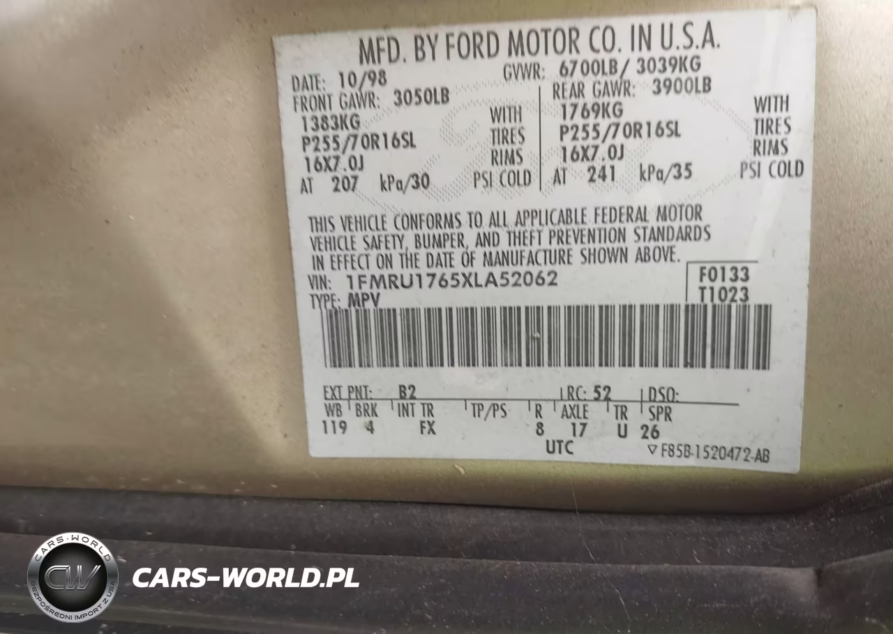 1999 Ford Expedition Eddie Bauer-Xlt VIN:1FMRU1765XLA52062 - 9