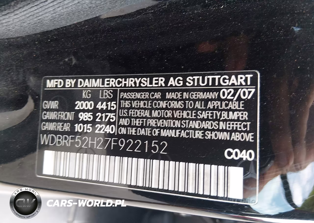 2007 Mercedes-Benz C 230 Sport VIN:WDBRF52H27F922152 - 9