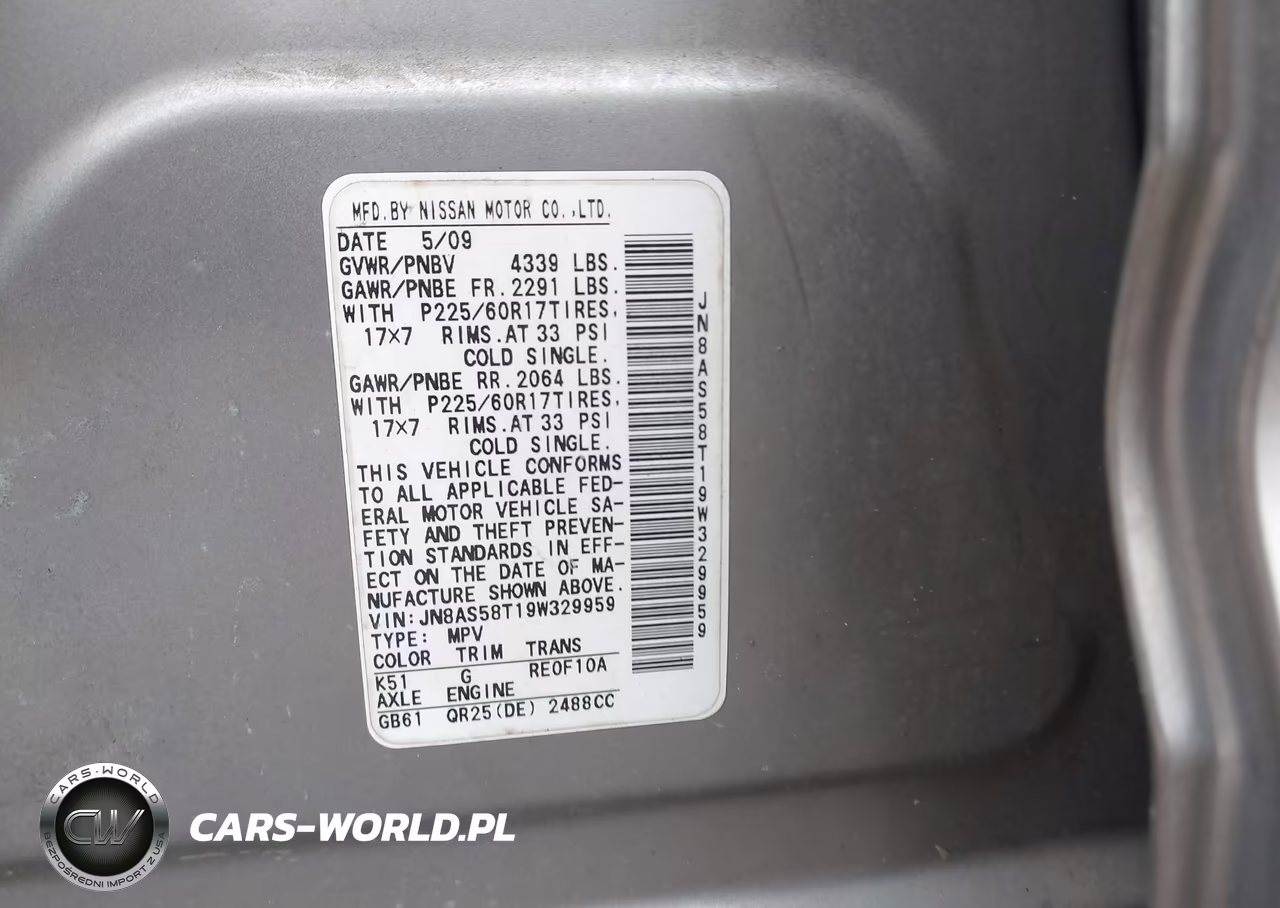 2009 Nissan Rogue Sl VIN:JN8AS58T19W329959 - 9