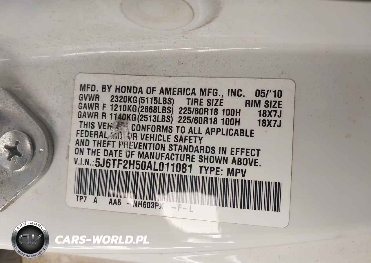 2010 Honda Accord Crosstour Ex-L VIN:5J6TF2H50AL011081 - 9