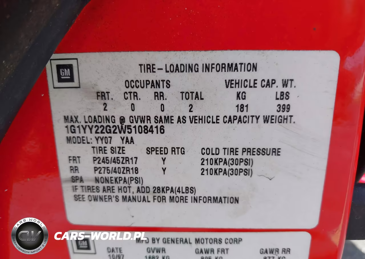 1998 Chevrolet Corvette VIN:1G1YY22G2W5108416 - 9