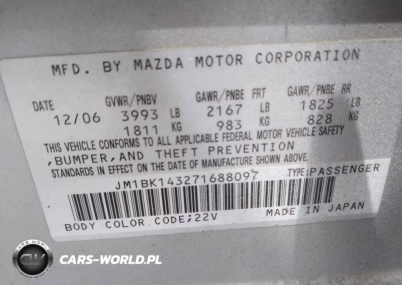 2007 Mazda Mazda3 S Sport VIN:JM1BK143271688097 - 9