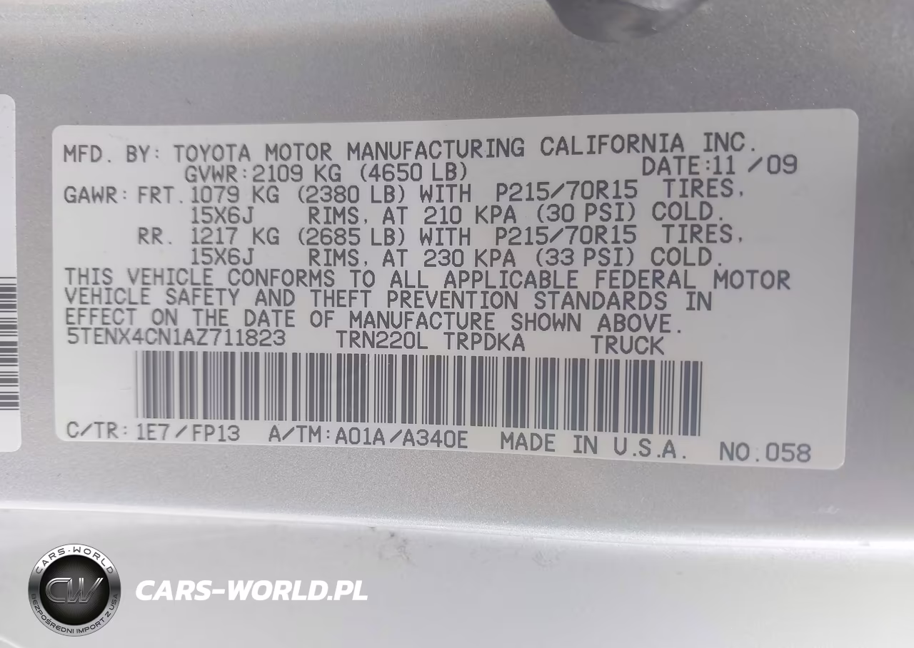 2010 Toyota Tacoma VIN:5TENX4CN1AZ711823 - 9