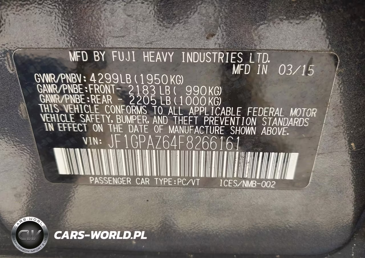 2015 Subaru Impreza 2.0I Sport Limited VIN:JF1GPAZ64F8266161 - 9