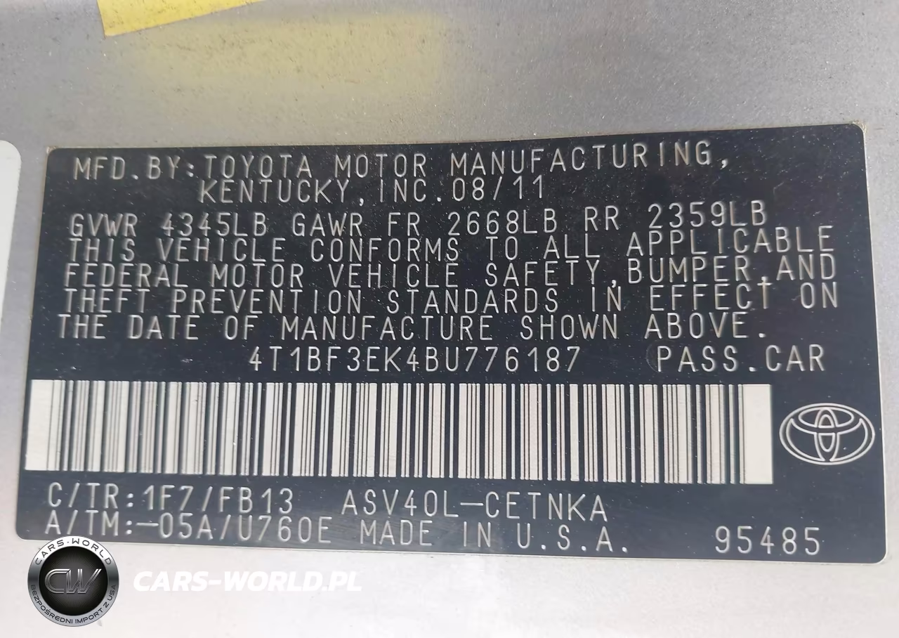 2011 Toyota Camry Le VIN:4T1BF3EK4BU776187 - 9