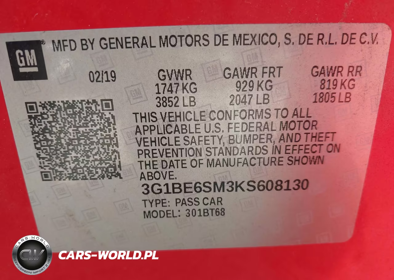 2019 Chevrolet Cruze Lt VIN:3G1BE6SM3KS608130 - 9