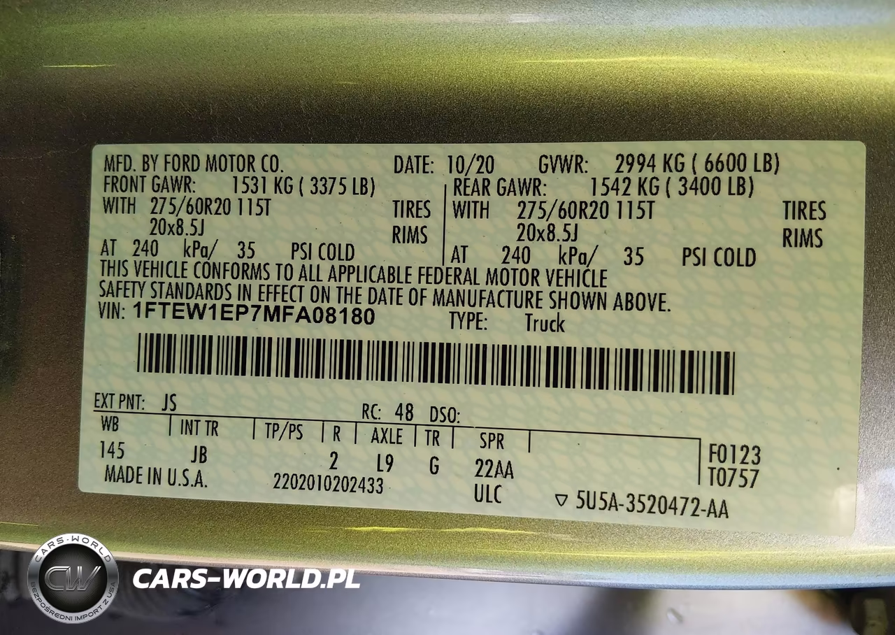 2021 Ford F-150 Xl VIN:1FTEW1EP7MFA08180 - 9