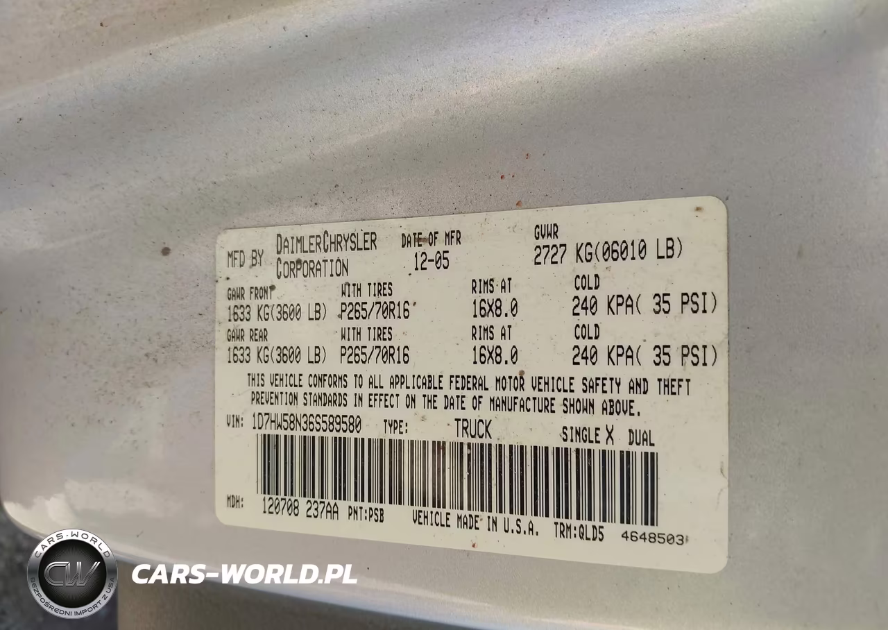 2006 Dodge Dakota Laramie VIN:1D7HW58N36S589580 - 9