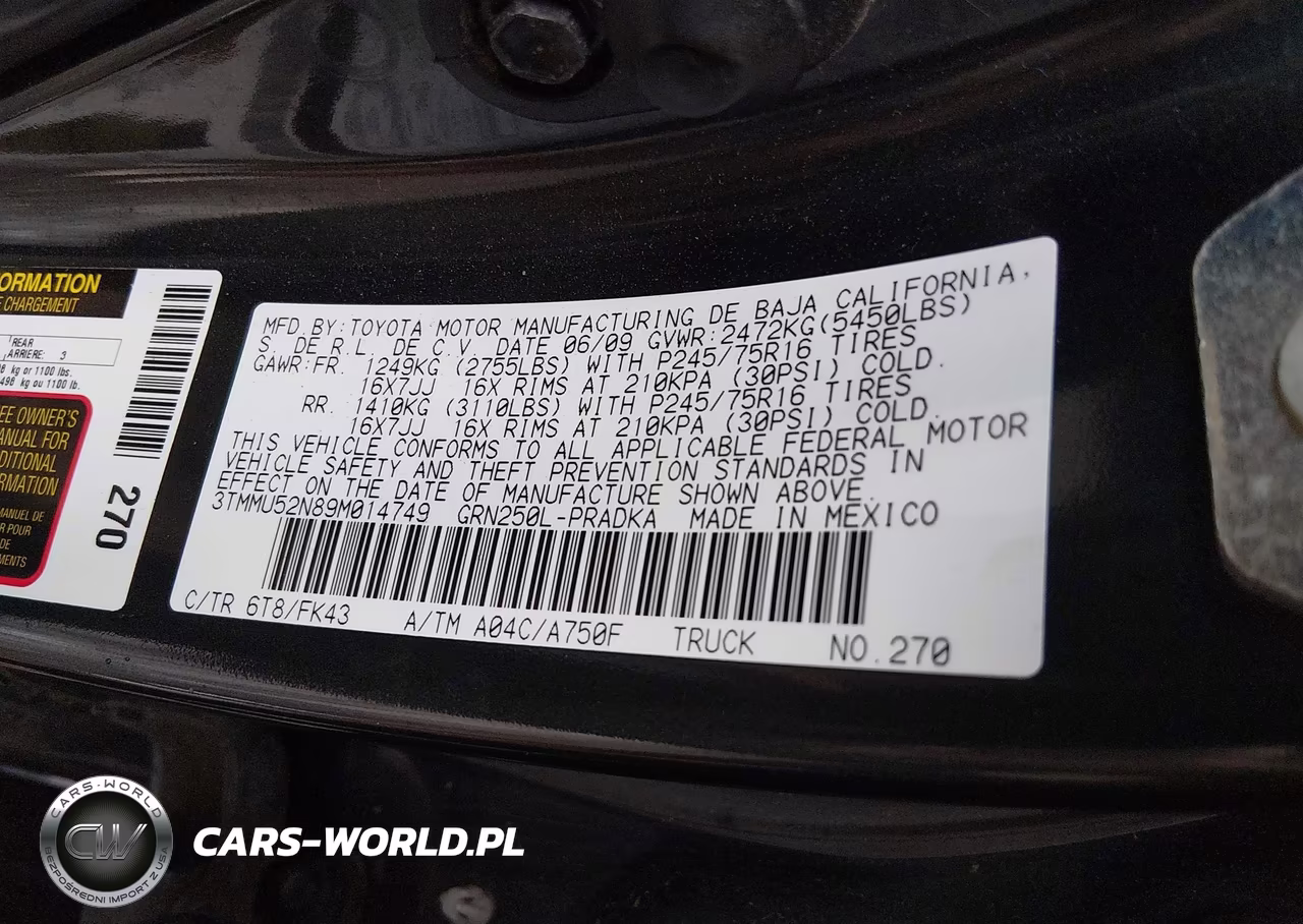 2009 Toyota Tacoma Base V6 VIN:3TMMU52N89M014749 - 9
