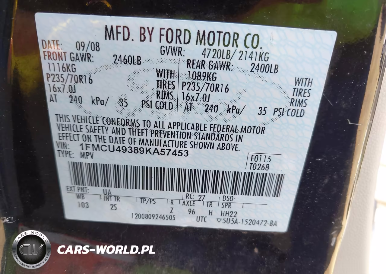 2009 Ford Escape Hybrid Limited VIN:1FMCU49389KA57453 - 9