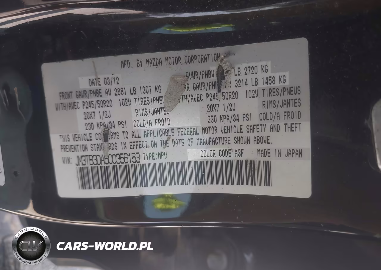 2012 Mazda Cx-9 Grand Touring VIN:JM3TB3DA6C0356153 - 9