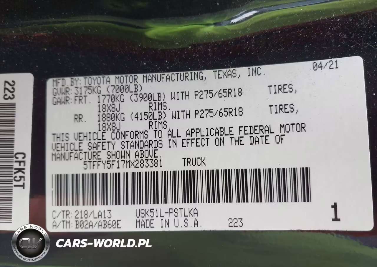 2021 Toyota Tundra Limited VIN:5TFFY5F17MX283381 - 9