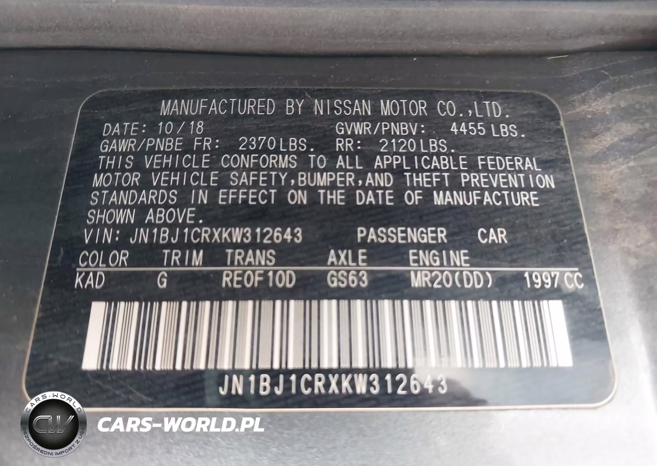 2019 Nissan Rogue Sport S VIN:JN1BJ1CRXKW312643 - 9