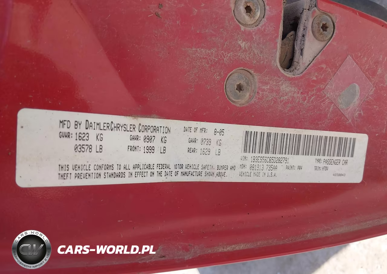 2005 Dodge Neon Sxt VIN:1B3ES56C65D282791 - 9
