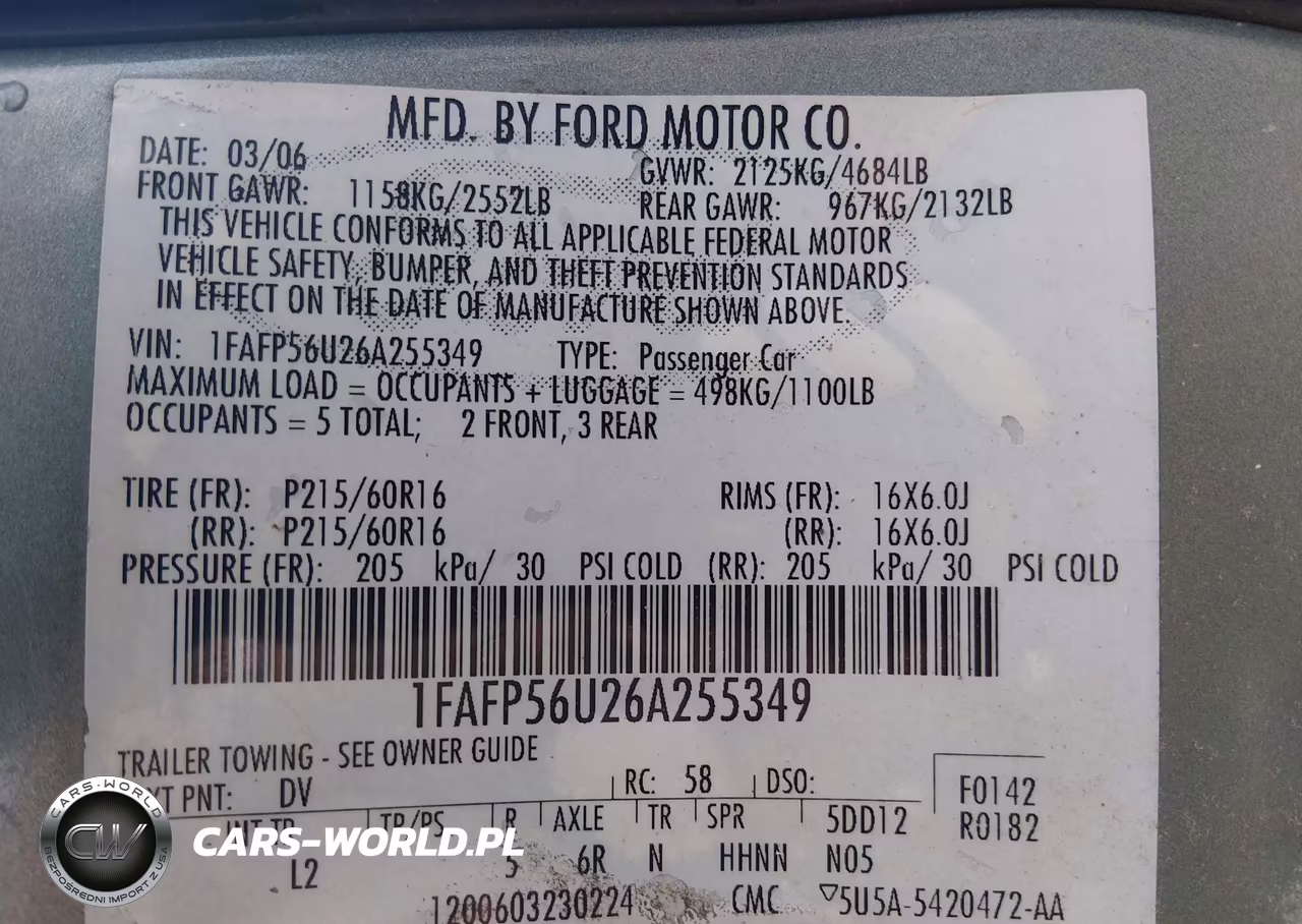 2006 Ford Taurus Sel VIN:1FAFP56U26A255349 - 9