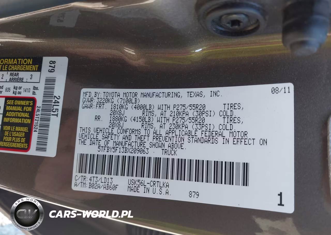 2011 Toyota Tundra Double Cab Limited VIN:5TFBY5F13BX209063 - 9