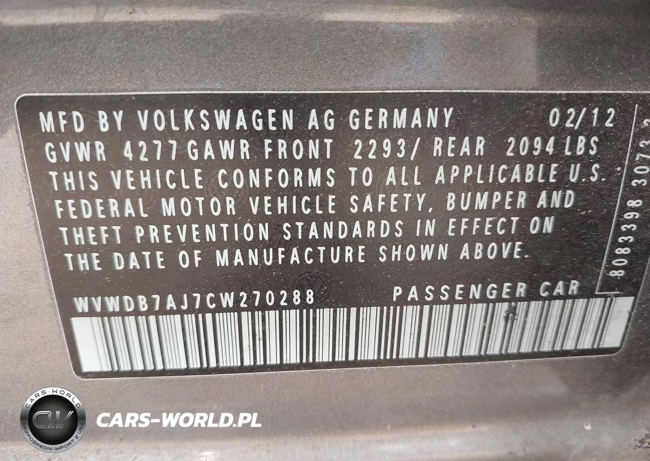 2012 Volkswagen Golf 2.5L 4-Door VIN:WVWDB7AJ7CW270288 - 9