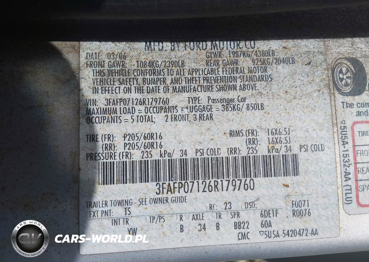 2006 Ford Fusion Se VIN:3FAFP07126R179760 - 9