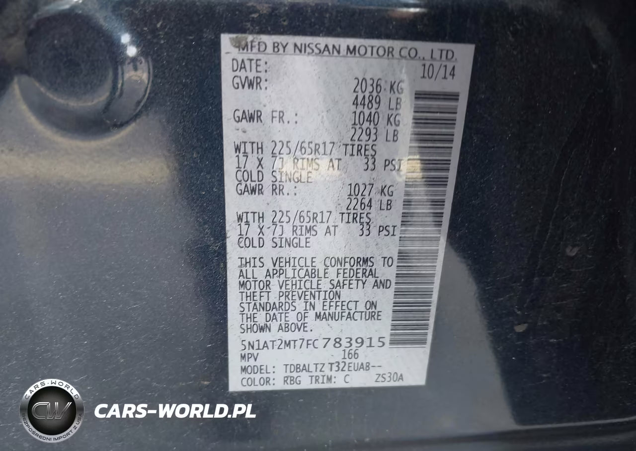 2015 Nissan Rogue Sv VIN:5N1AT2MT7FC783915 - 9