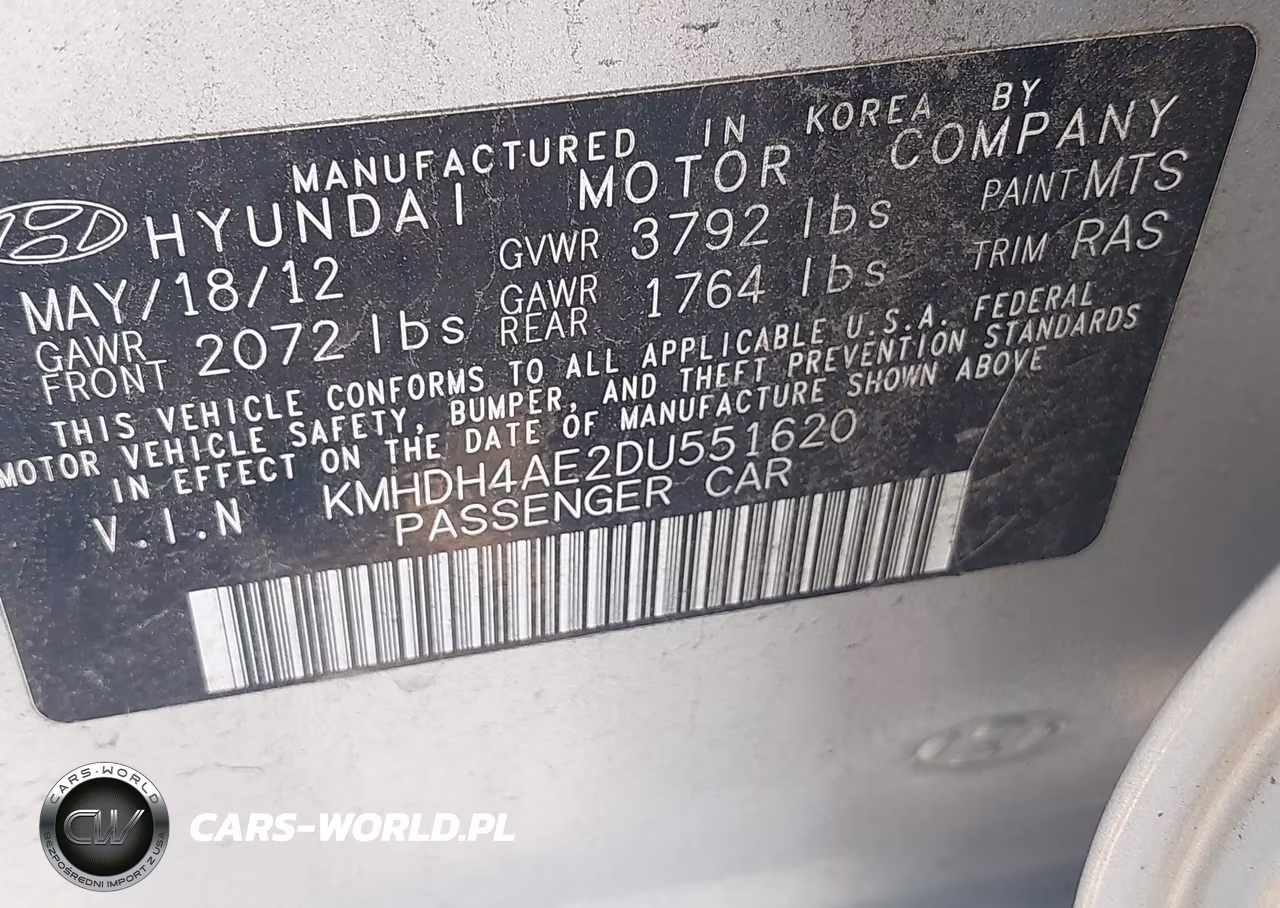 2013 Hyundai Elantra Gls VIN:KMHDH4AE2DU551620 - 9