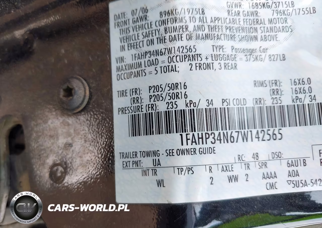 2007 Ford Focus S-Se-Ses VIN:1FAHP34N67W142565 - 9