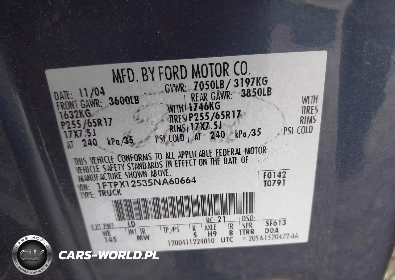 2005 Ford F-150 Lariat-Xl-Xlt VIN:1FTPX12535NA60664 - 9
