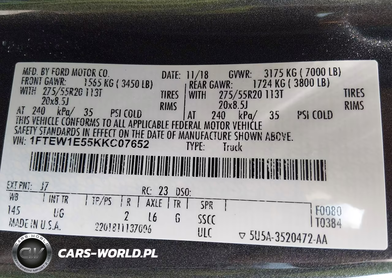 2019 Ford F-150 Xlt VIN:1FTEW1E55KKC07652 - 9