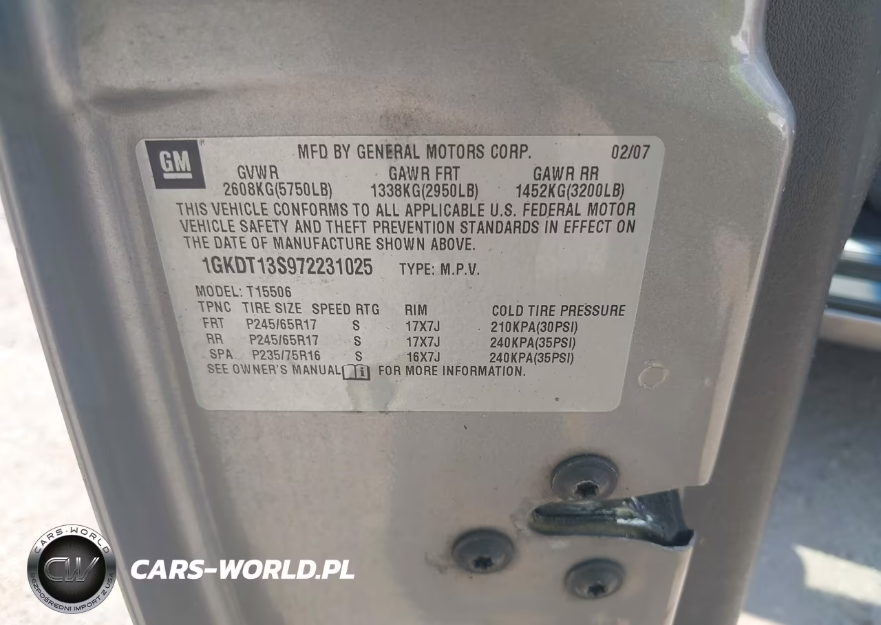 2007 GMC Envoy VIN:1GKDT13S972231025 - 9