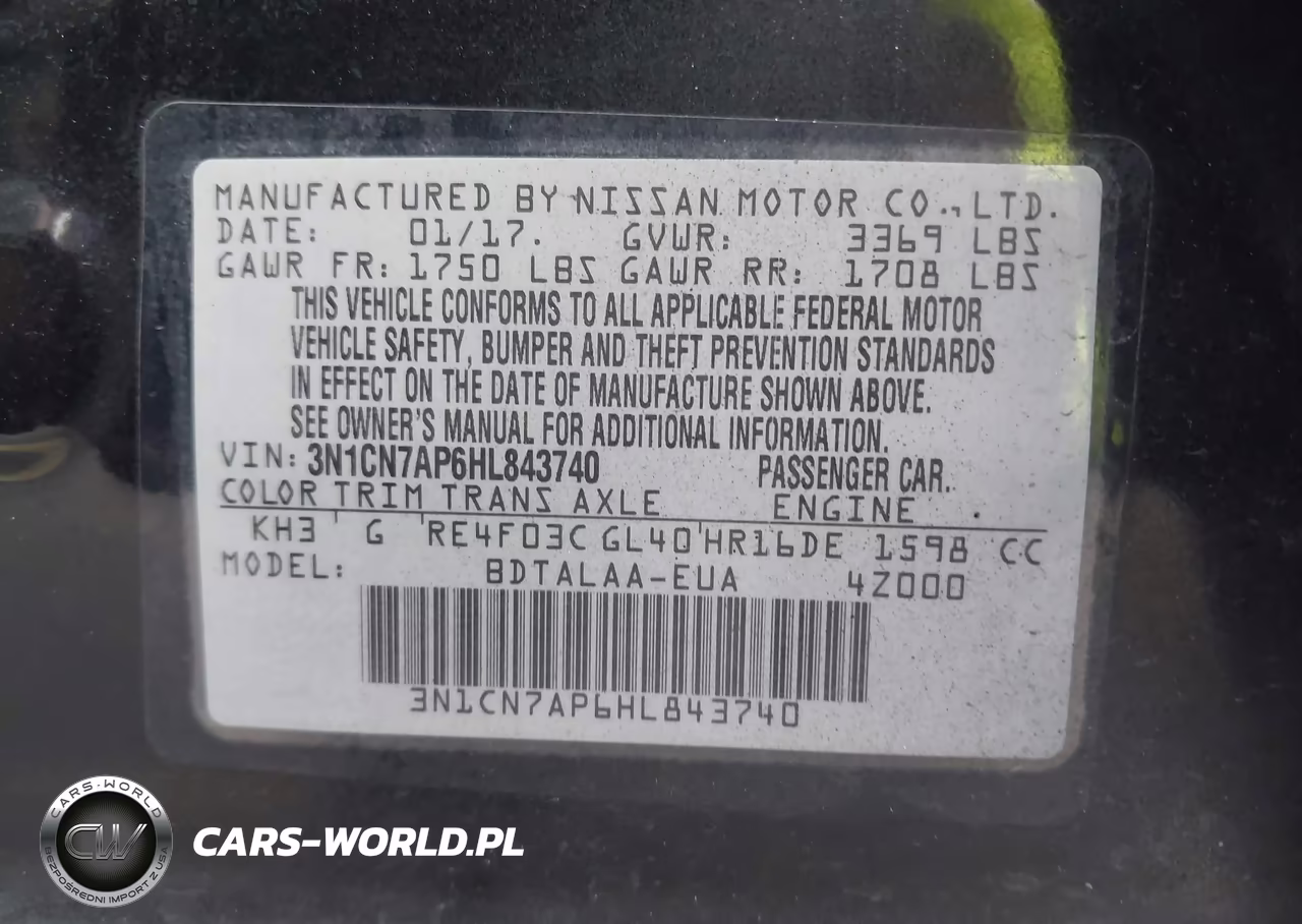 2017 Nissan Versa 1.6 S VIN:3N1CN7AP6HL843740 - 9