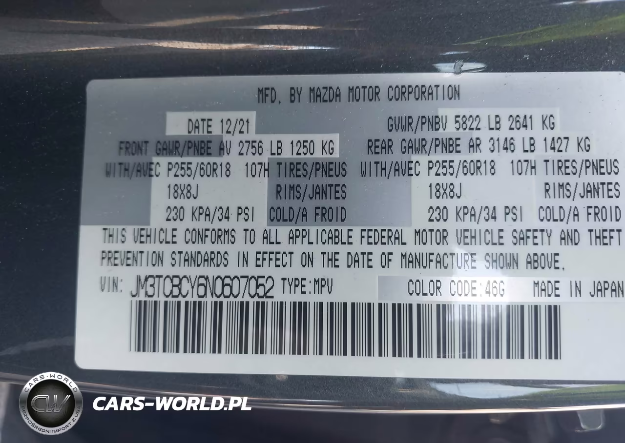 2022 Mazda Cx-9 Touring VIN:JM3TCBCY6N0607052 - 9