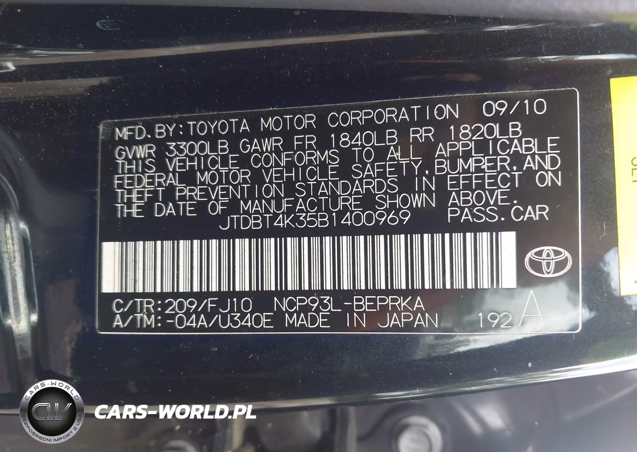 2011 Toyota Yaris VIN:JTDBT4K35B1400969 - 9