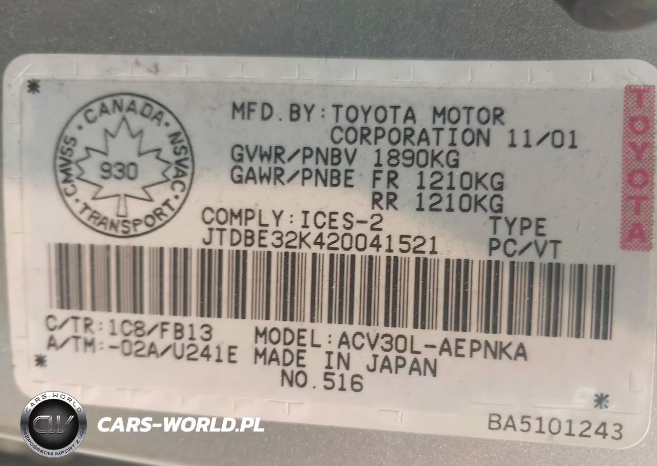 2002 Toyota Camry Le-Xle VIN:JTDBE32K420041521 - 9