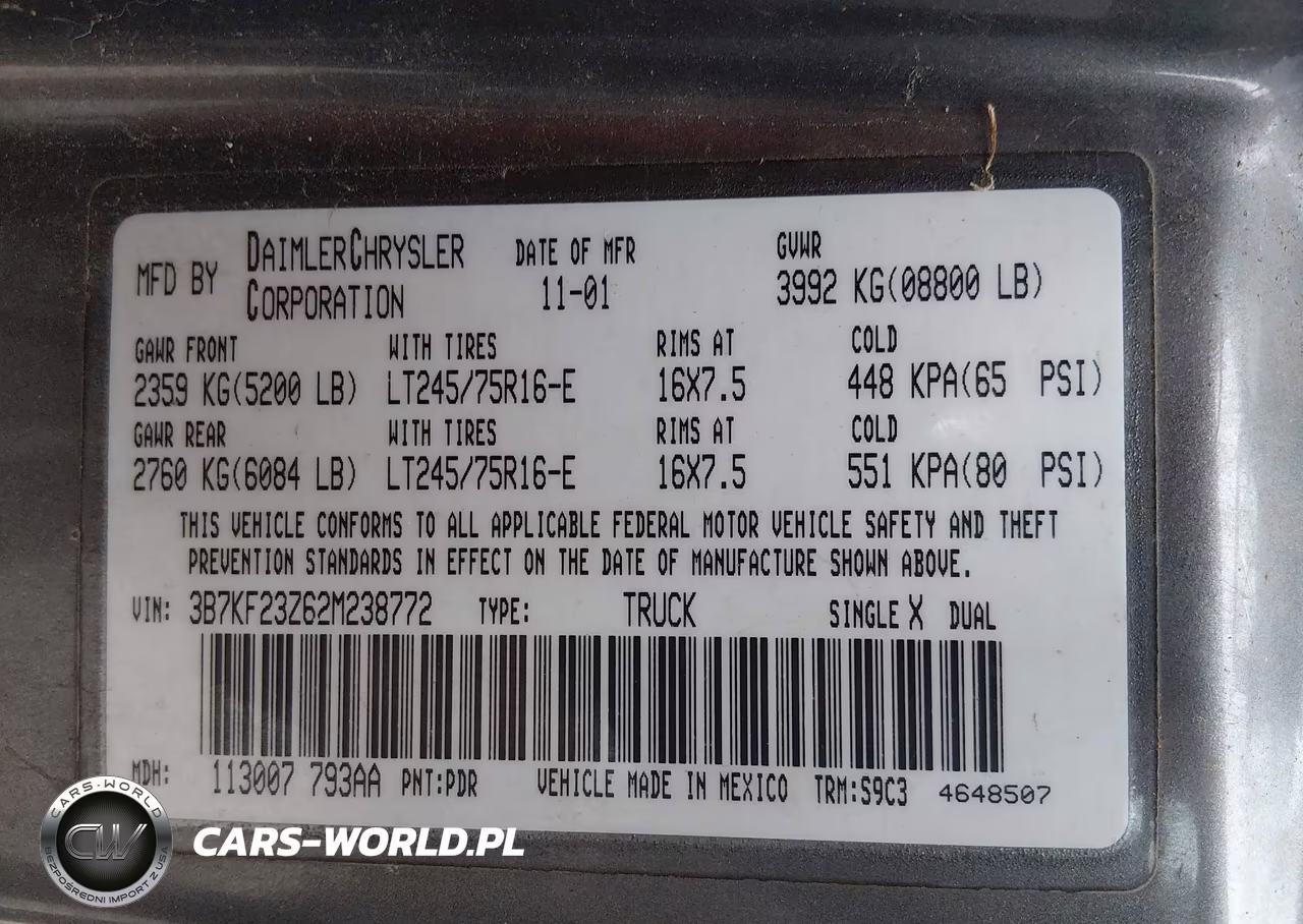 2002 Dodge Ram 2500 St VIN:3B7KF23Z62M238772 - 9