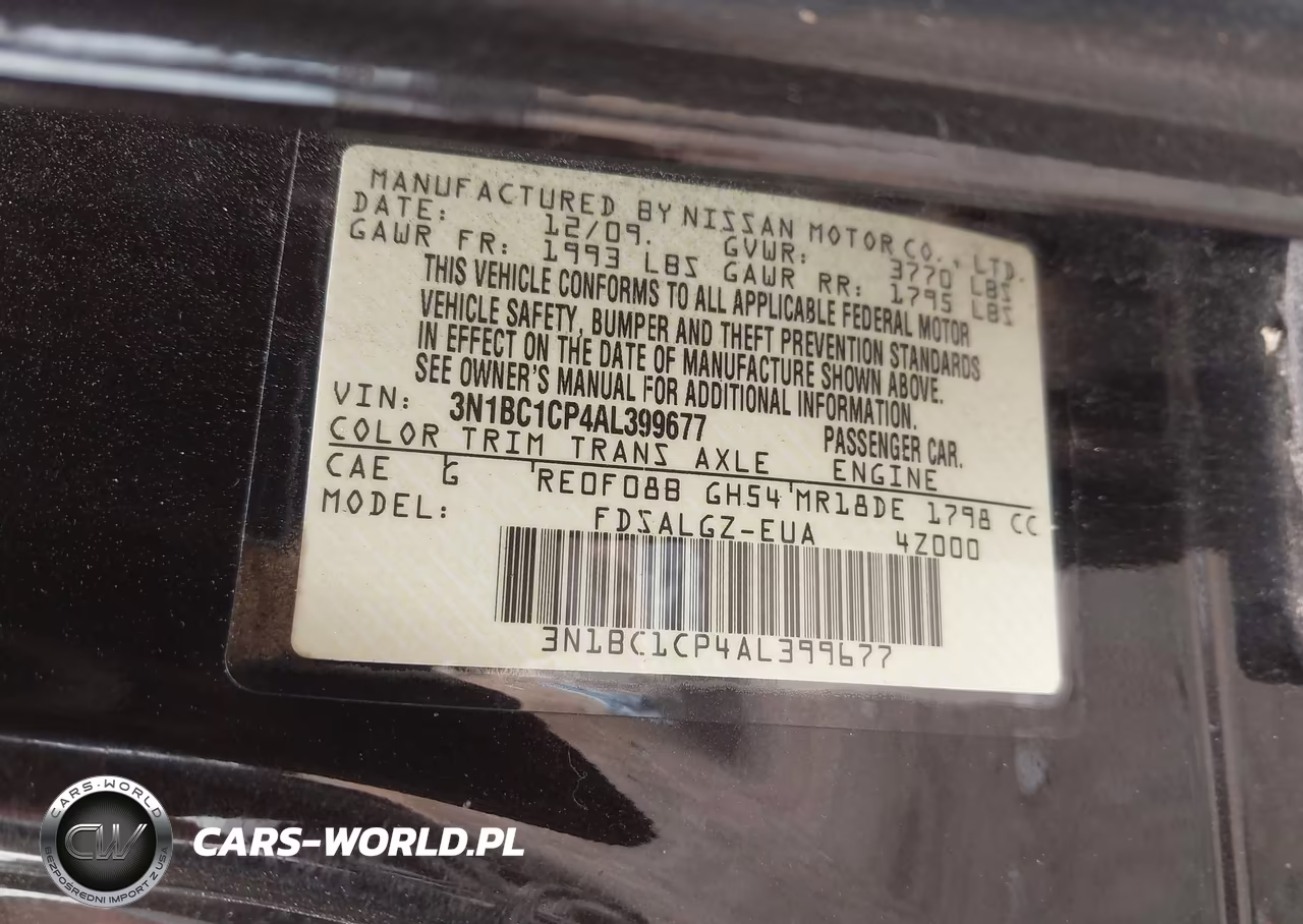 2010 Nissan Versa 1.8Sl VIN:3N1BC1CP4AL399677 - 9