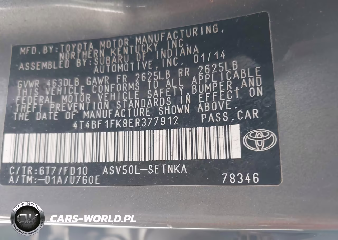 2014 Toyota Camry Le VIN:4T4BF1FK8ER377912 - 9