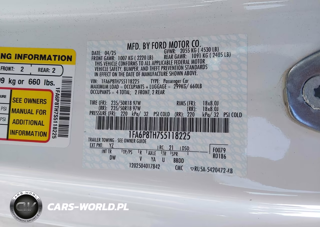 2025 Ford Mustang Ecoboost Fastback VIN:1FA6P8TH7S5118225 - 9