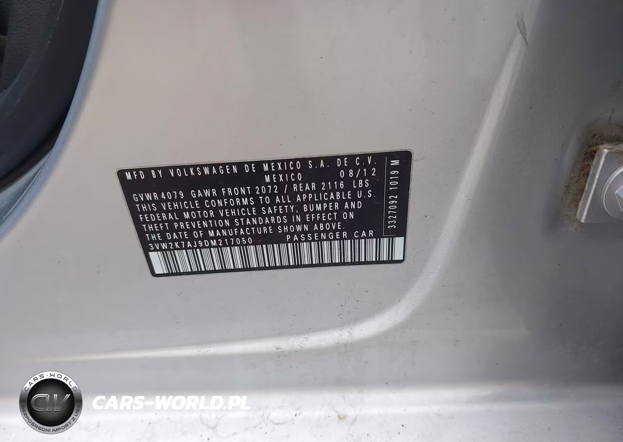 2013 Volkswagen Jetta 2.0L S VIN:3VW2K7AJ9DM217050 - 9