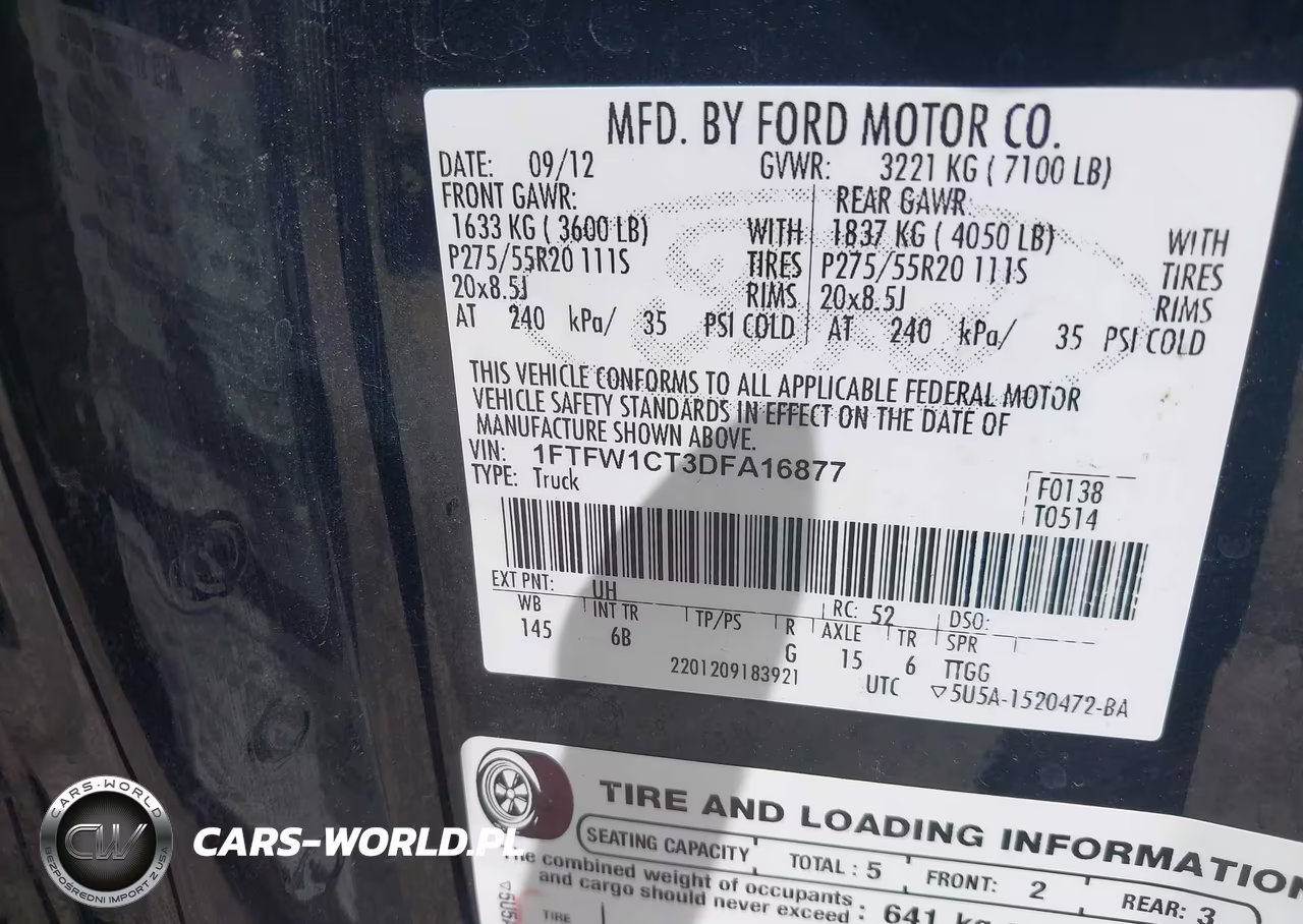 2013 Ford F-150 Fx2 VIN:1FTFW1CT3DFA16877 - 9