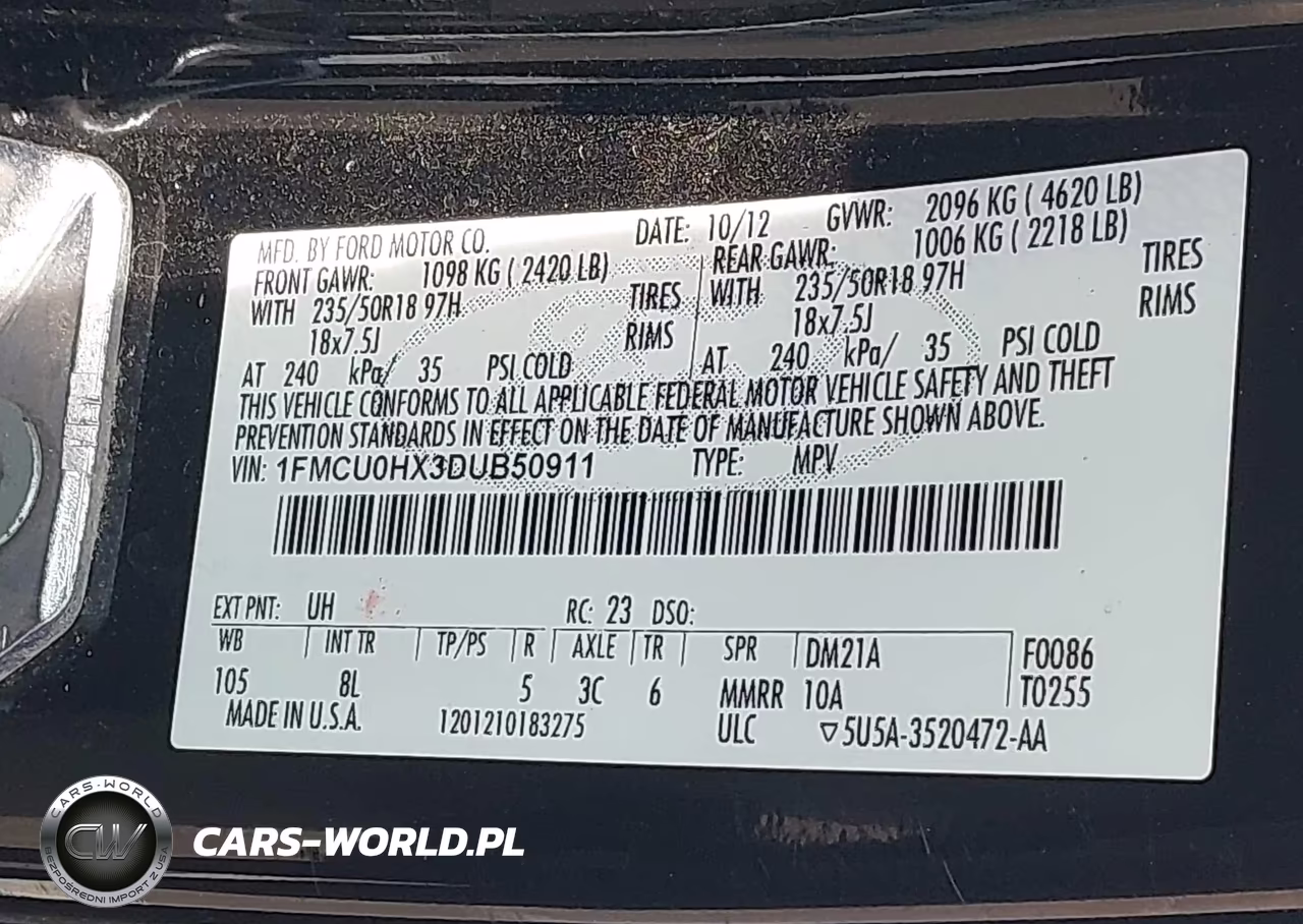 2013 Ford Escape Sel VIN:1FMCU0HX3DUB50911 - 9