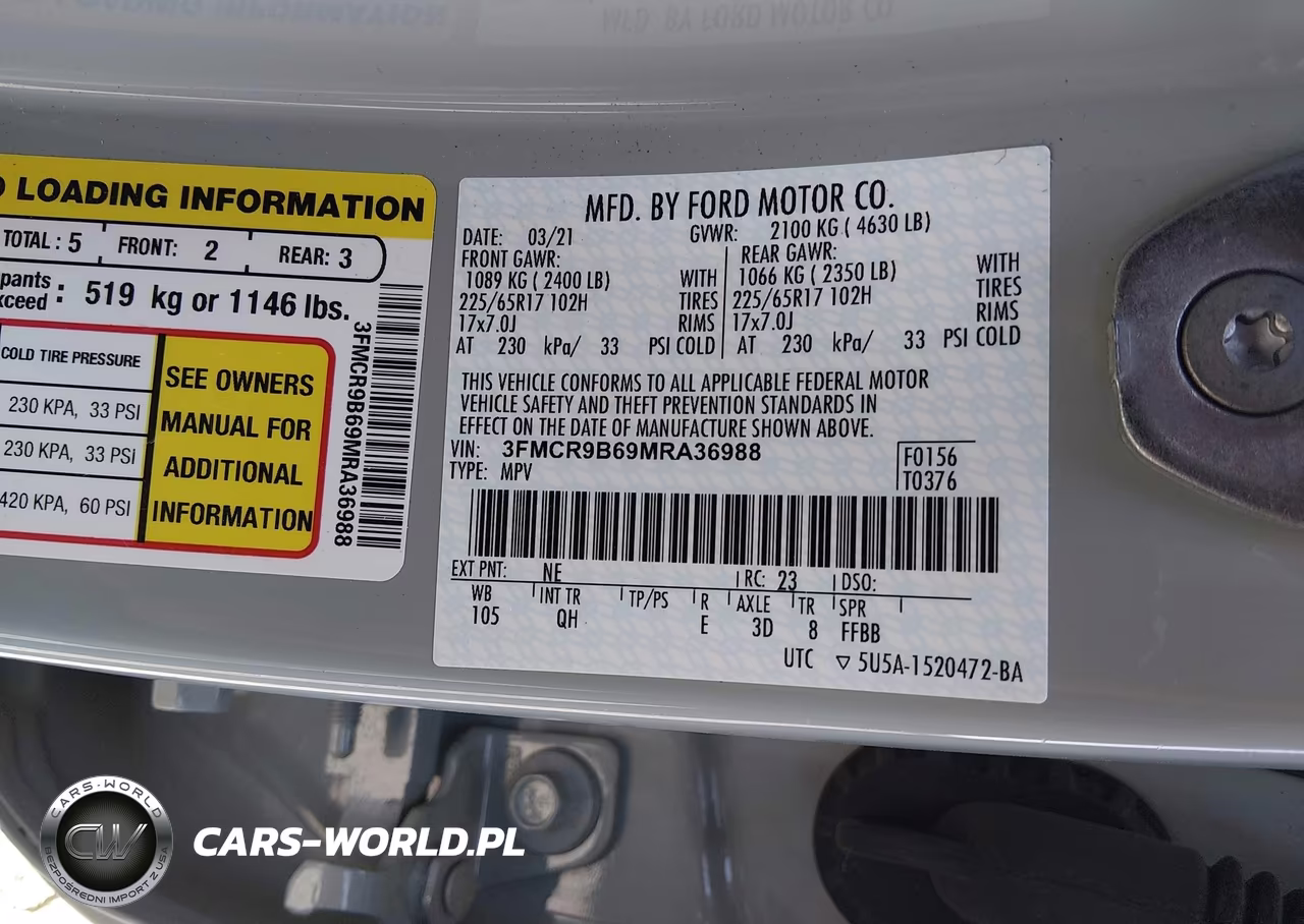 2021 Ford Bronco Sport Big Bend VIN:3FMCR9B69MRA36988 - 9