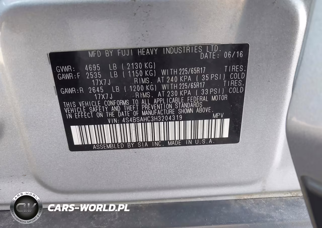2017 Subaru Outback 2.5I Premium VIN:4S4BSAHC3H3204319 - 9