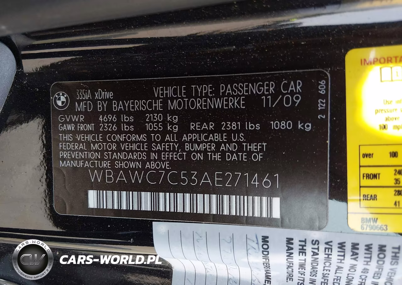 2010 BMW 335I xDrive VIN:WBAWC7C53AE271461 - 9