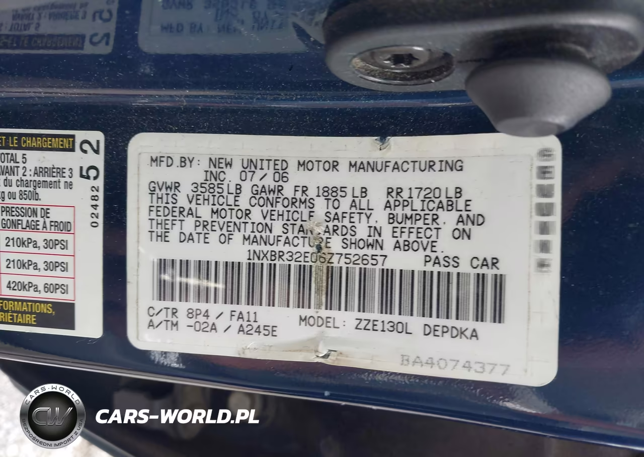 2006 Toyota Corolla Ce VIN:1NXBR32E06Z752657 - 9